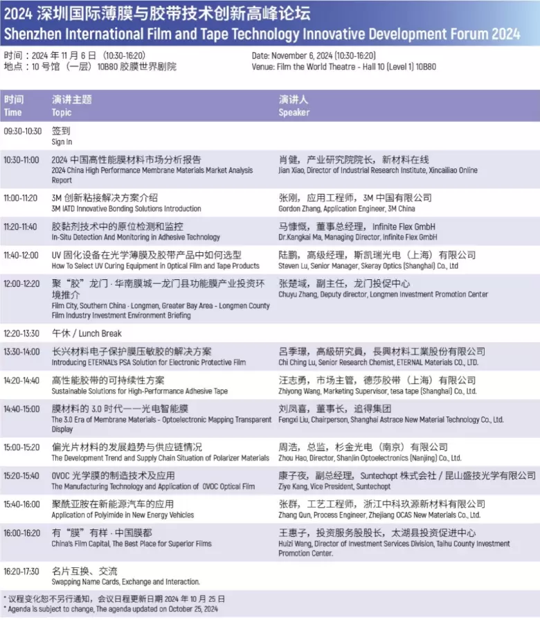 倒计时3天：深圳国际薄膜与胶带展 — 工艺与材料的创新之旅，五大主题论坛亮点速递！